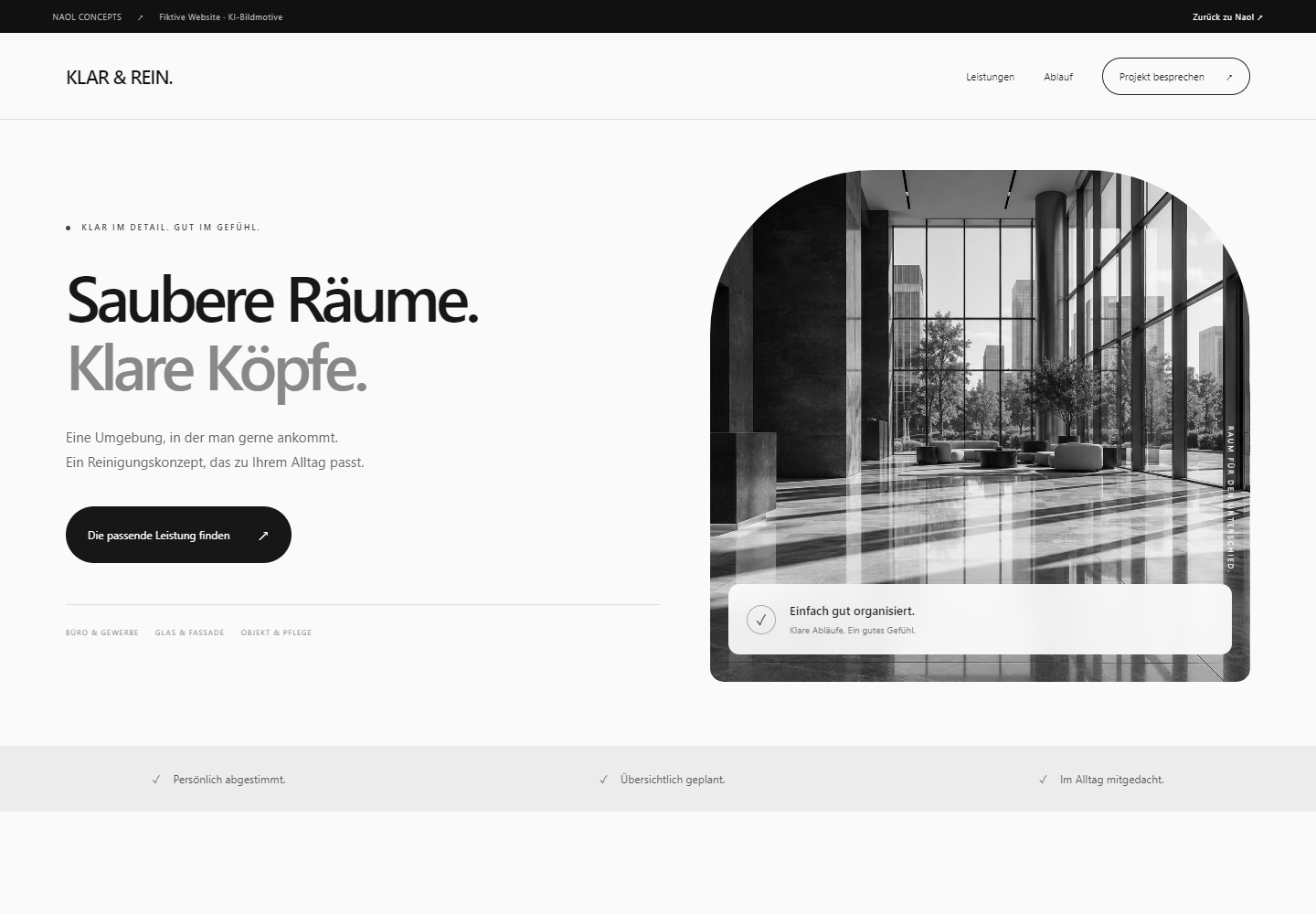 Vorschau des neuen Klar & Rein-Website-Prototyps